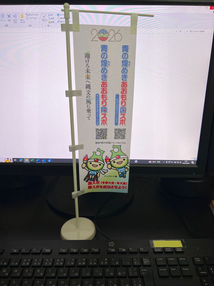 「青(あお)の煌(きら)めきあおもり国スポ」ミニのぼり